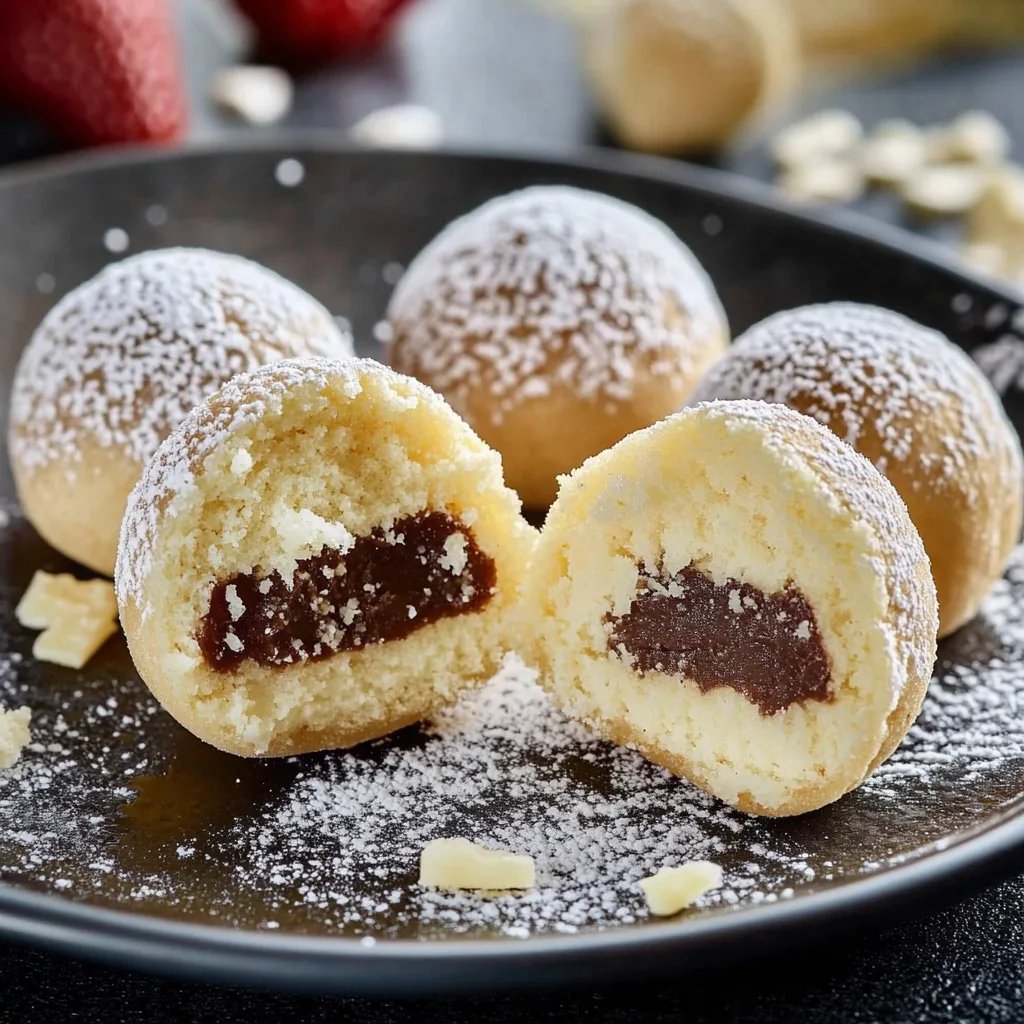 Vanillekipferl-Kugeln mit Marzipan & Nougat