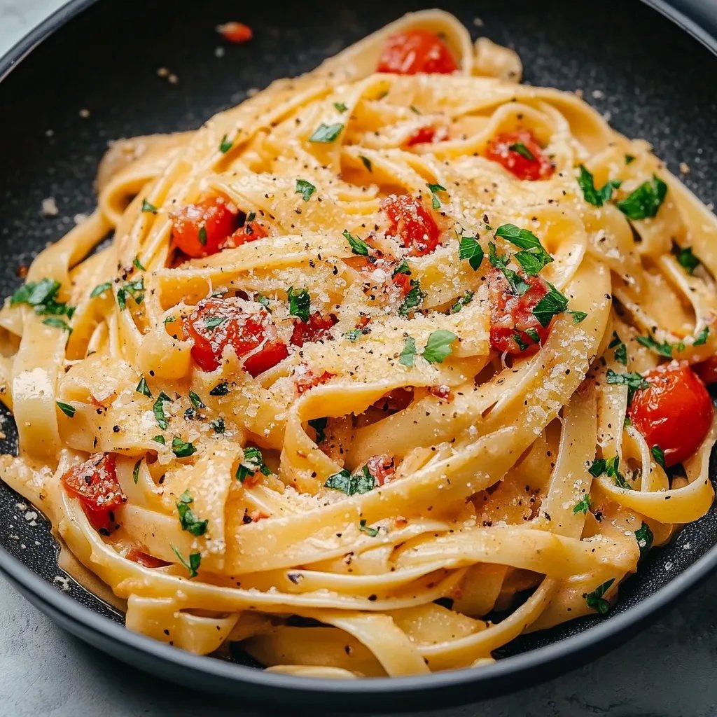 Cremige vegane Pasta mit sonnengetrockneten Tomaten