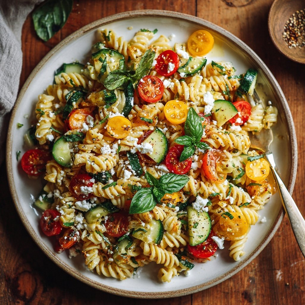 Mediterraner Nudelsalat Mit Zitronen Dressing