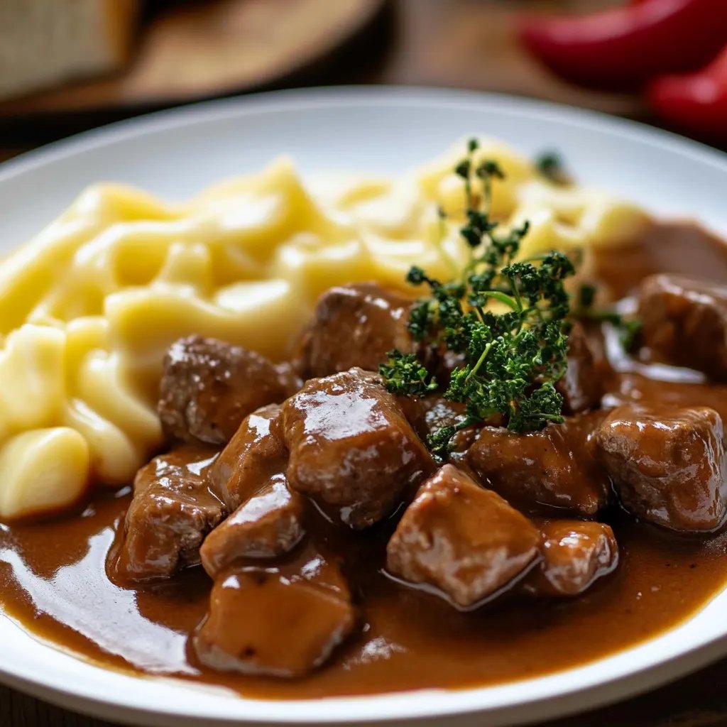 Gulasch vom Kalb mit Spätzle