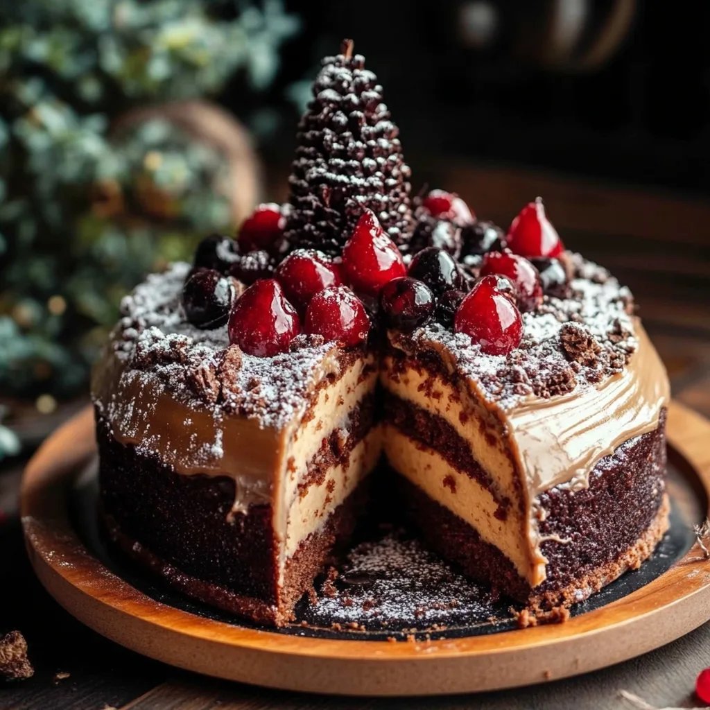 Maulwurfkuchen mit Zimtsahne und Punschkirschen